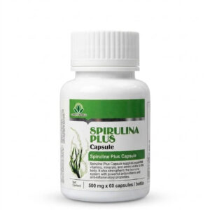 Green World Spirulina Plus Capsule 500mg dietary supplement bottle with spirulina algae nutrition formula